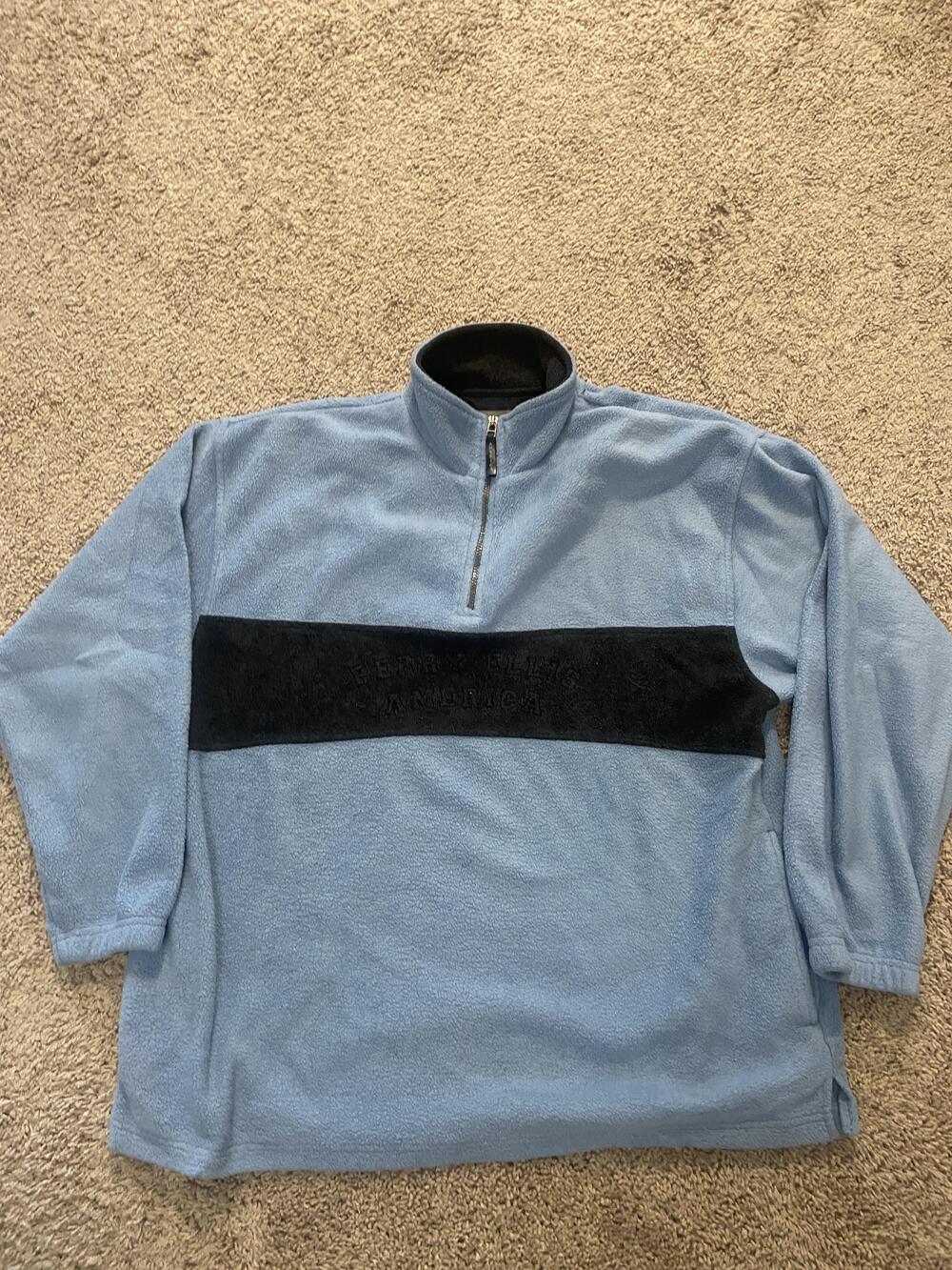 Perry Ellis America Sweatshirt Mens XL Blue 1/4 Zip Pullover Mock Neck Logo
